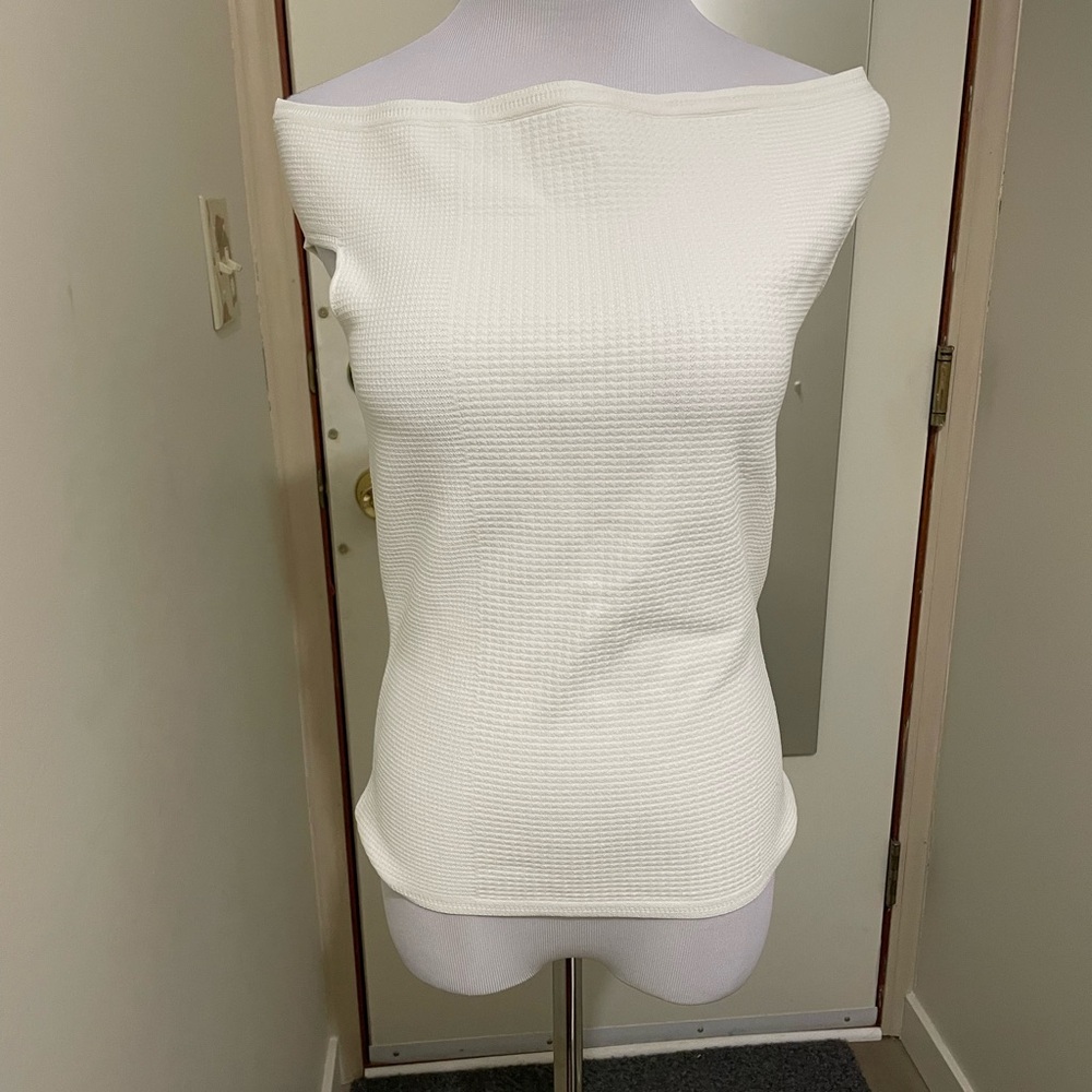Reiss White Off-Shoulder Textured Top
